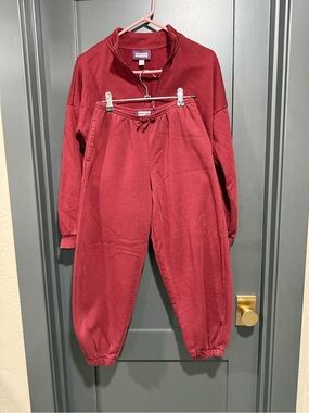 Cozy Girls Burgundy Sweatshirt & Jogger Set